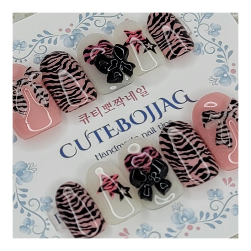 Indie Zebra Handmade Nail Tips - Square M / 인디