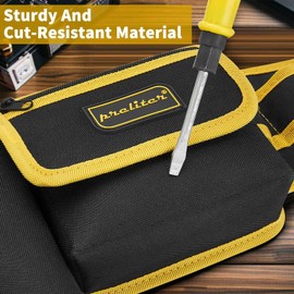 PRELITER Tool Belt 7 Pockets, Adjustable Tool Belts for Men, Heavy Duty Utility Belt, Waterproof Tool Pouch for Carpenter/Electrician/Construction (Black Yellow)