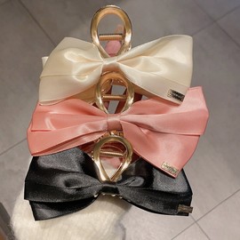 Metal Ribbon Hair Clip Accessory for Women F961 Black- 5ea