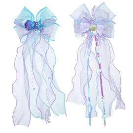 Sosoport 2pcs Mermaid Bow Hair Clips for Women Seashell Bowknot Hair Accessories Comfortable Styling Clips with Elegant Mermaid and Design for Everyday Wear