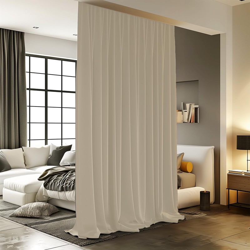 RoomDarkning Room Divider Curtains with Ceiling Track, 95% Blackout Heavy