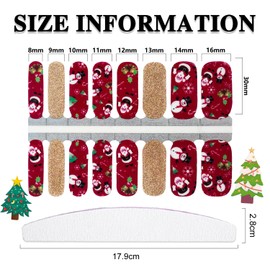 YECIRALA 5 Sheets Christmas Nail Polish Strips Gel Nail Strips for Nail Art Christmas Stickers for Women Girls Nails Stick On Nail Polish Stickers Full Nail Wraps Santa Clause Christmas Nail Stickers