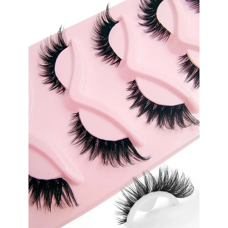 Pestañas Postizas 5 Pares Efecto Fox Eye Banda Invisible Negro