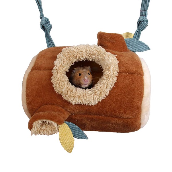 MQ Hamster Hammock Hamster Hanging Bed Hammock Toy Cage Accessories Warm Fleece Nest for Rodents Sugar Glider Guinea Pig (Brown)…