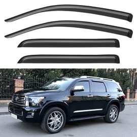 YQAUTEC Window Visors Rain Guards for 2008-2022 Toyota Sequoia, Out-Channel Window Vent Wind Deflectors Visors Shades for 08-22 Sequoia