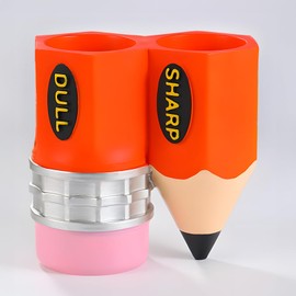 ADKBO Sharp and Dull Pencil Holder for Classroom, Cute Dispenser, Shaped Organizer Container for School Teachers Students Office Desk Gift (Orange)