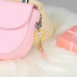 KALIONE 3 pcs flower keyring, key chain for women Bag Pendant Key Ring for Women Cute Bag Charms Decoration Pendant bag accessories (Pink, White, Blue)