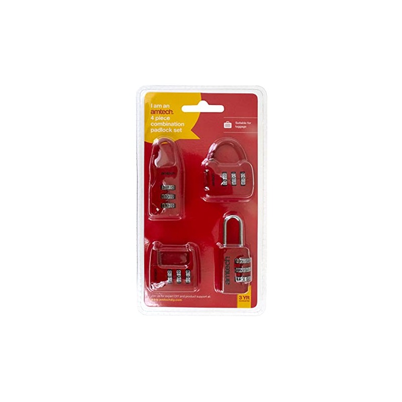 Amtech T1153 4 Piece Combination Padlock Set