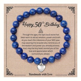 Ralukiia Happy 50th Birthday Jewelry Gift for a Woman Turning 50, Beads Bracelet Cool Birthday Gifts for 50 Year Old Women, Unique Bday Gift for Mom Wife Grandma Sister Friends