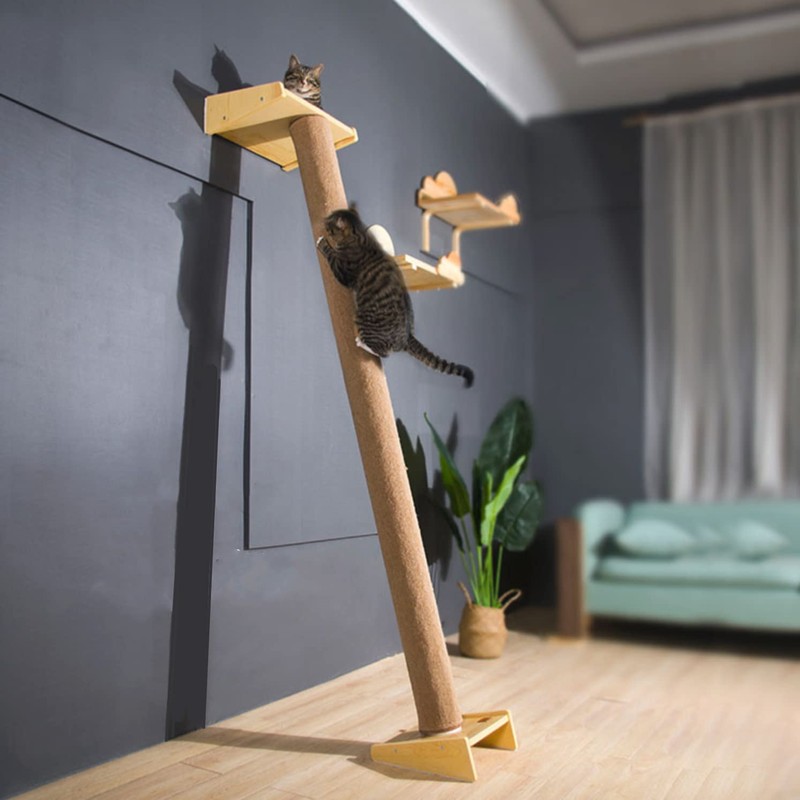 SHENGOCASE Modern 78.7“ Tall Leaning Cat Tree Tower Scratching Post