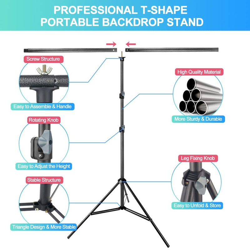 White Backdrop with Stand for Photoshoot, 5X6.5ft White Photo Backdrop