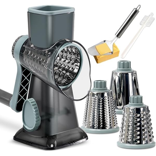 KEOUKE Rotary Cheese Grater with Handle Vegetable Cheese Shredder Slicer