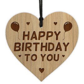 Birthday Gift For Him Her Wood Engraved Heart HAPPY BIRTHDAY TO YOU Gift Keepsake 16th 18th 21st 30th 40th 50th Birthday Gift