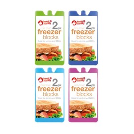 2Pk Ice Pack Freezer Block Fresh Food Cold Lunch Slim Design Picnic Cooler Box Easily Reusable Ideal for Camping Travelling Random 4 Colour Pink Green Purple Blue Simply Refreeze