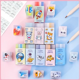 Eraser Set of 6 for Children, Eraser with Pattern, Fun Eraser with Inlay for School, Home, Office, School Supplies, Stationery, Eraser for Gifts for Children, Students