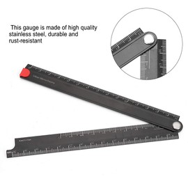Folding Rulers, 0-300mm Aluminum Alloy Ruler Simple 90°Folding Metal Stationery Rule for Industrial Household Goods Measuring