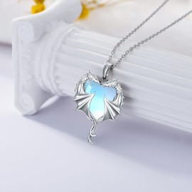AOBOCO 925 Sterling Silver Dragon Necklace for Women Girls, Made with Austrian Crystal, Sterling Silver, austrian crystal