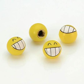 LST 4 x Valve Caps Tyre Valve Cap Emoji Smiley Grin Yellow Car Truck Motorcycle