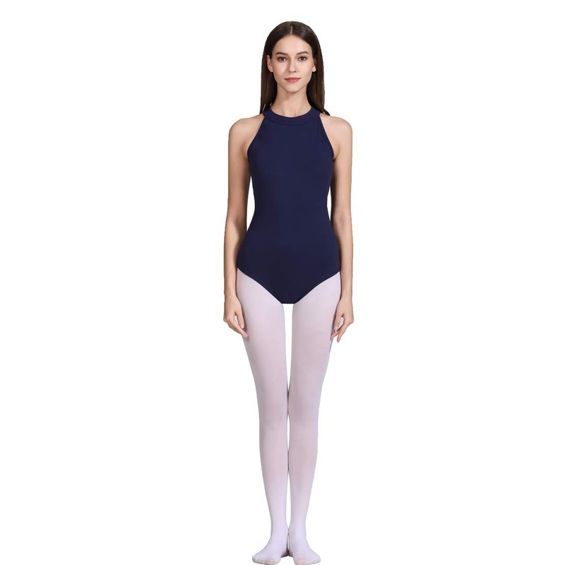 (Small, Navy Blue) - ModLatBal Women's Halter Neck Spandex Cotton