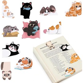 MEISO 10 unidades Marcapáginas Magnético de Gato, con Adorables Gatos de Dibujos Animados, Divertidos y Prácticos. Perfectos Como Regalos de Lectura para Profesores, Lectores en Escuela