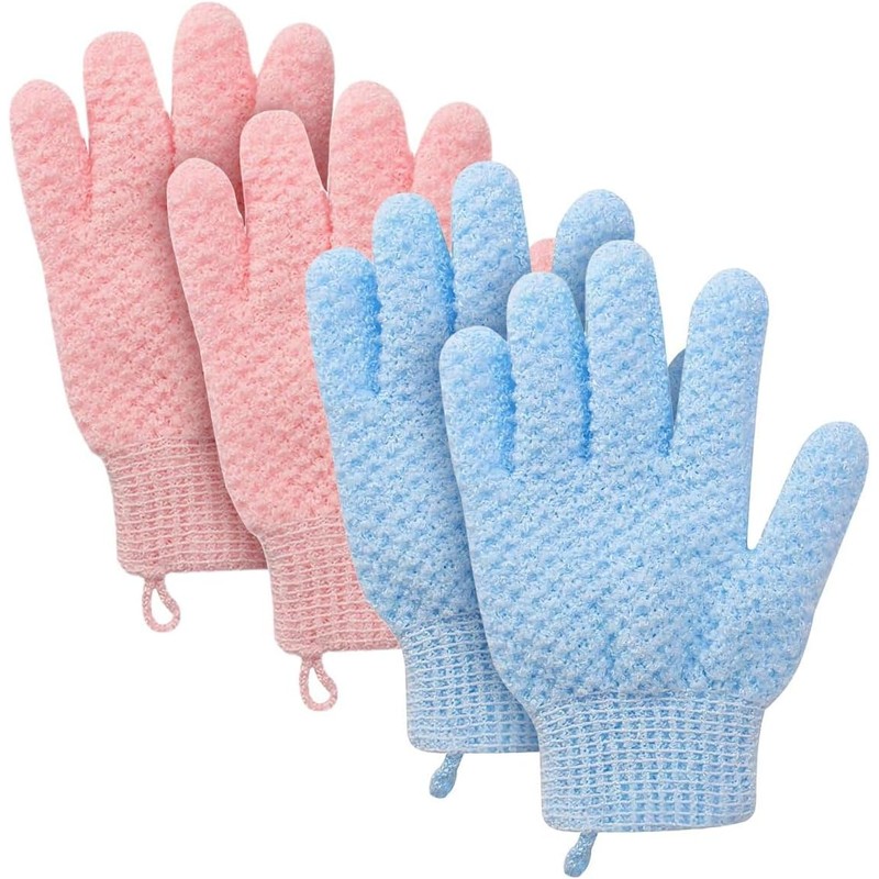 Guantes Exfoliantes de Baño de Poliéster 4 Piezas para Ducha