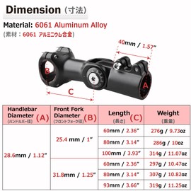Azarxis Bike Stem Riser Adapter Adjustable 0~90 Degree 25.4mm 31.8mm Handlebar 60mm 80mm 93mm 100mm Bicycle Stem Extender for Mountain Bike, Road Bike, BMX (31.8 x 80mm)