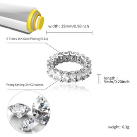 TOPGRILLZ Iced Out Baguette Oval Ring Cubic Zirconia Diamond 14K Gold Silver Band Pinky Eternity Ring for Men Women(Silver, 9)