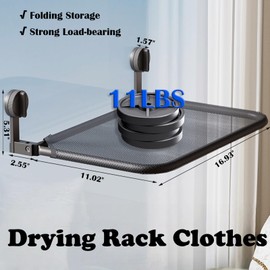 onaner 15.7" Wall Drying Rack Clothing,Dual Mode Collapsible Laundry Hanger Wall Mount/Window Shelf for Cats,1-Tier Folded Mesh Clothes Drying Rack,Space Saver for Bathroom Window Tile,1 Pack