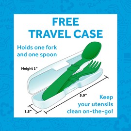 Re-Play Toddler Forks and Spoons Set - 6x6 Toddler Utensils Set with Carrying Case - Dishwasher and Microwave Safe - Made in USA - Set of 12-5.8" x 1.2" x 0.2" - Primary