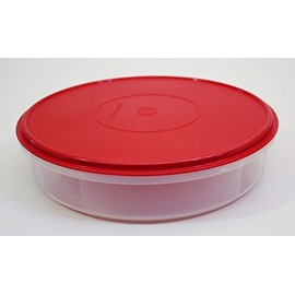 Tupperware Large 12" Round Pie Taker Container, Holiday Red Seal