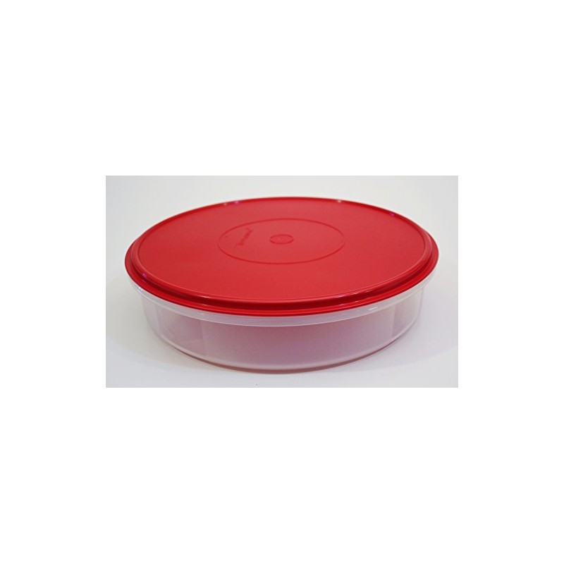 Tupperware Large 12" Round Pie Taker Container, Holiday Red Seal
