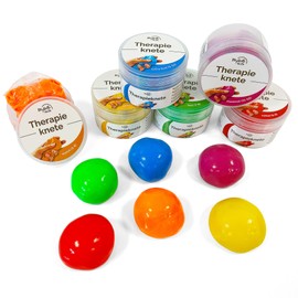 Premium Therapy Putty - Set of 6 | Vegan, Residue-Free, Odourless | 6 Different Colours and Hardness Levels | for More Relaxation, Concentration and Strength (Set of 6, Mix)