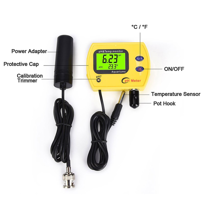 2-In-1 Portable High Precision Temperature PH Tester Meter Water Quality