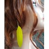 Bright Yellow Feather Earrings - Handmade Slim Look