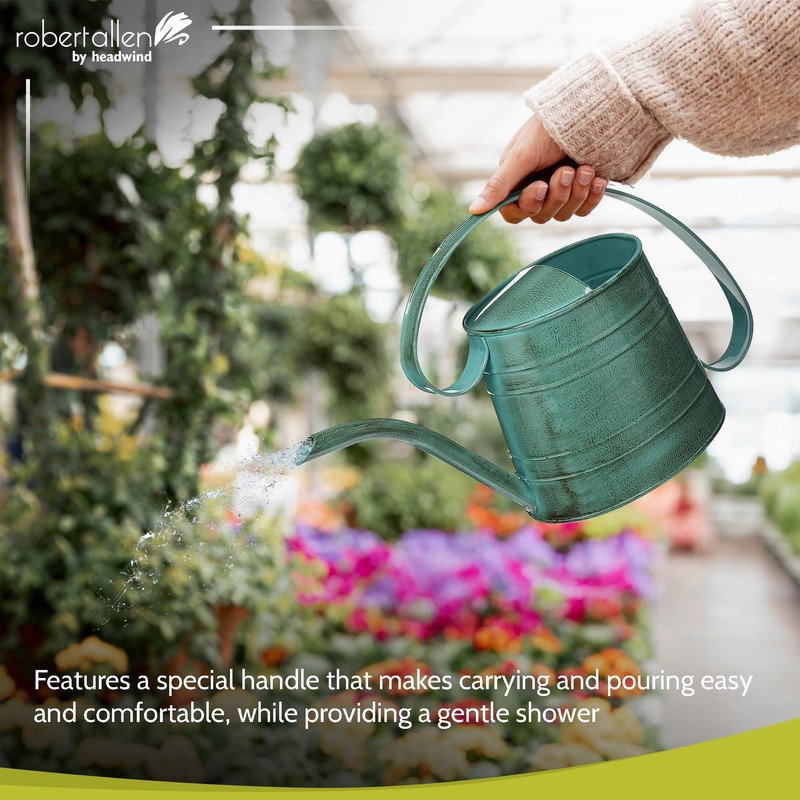 ROBERT ALLEN MPT01505 Danbury Metal Watering Can, Surf Light Blue