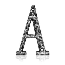 5.5 Inch House Numbers- Unique Cast Iron Metal Address / Mailbox Number for Outside or Front Door, Handmade Antique Silver Finish, Letter A