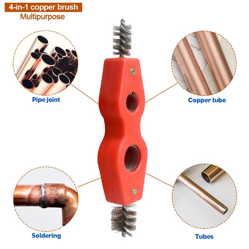 Copper Pipe Cleaner and Reamer Set, 4 in-1 Copper Tubing