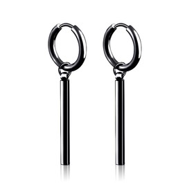 Clyhon Statement Earrings for Men Women Punk Jewellery Plated Stainless Steel Hypoallergenic for Sensitive Ears Available in Silver/Black, Stainless Steel