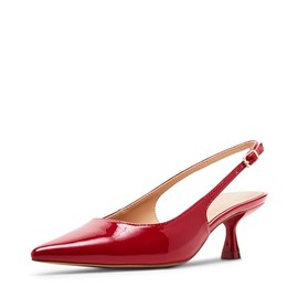 Madden Girl Women's Valerie Sling-Back Kitten Heel Pump, Red Patent, 8