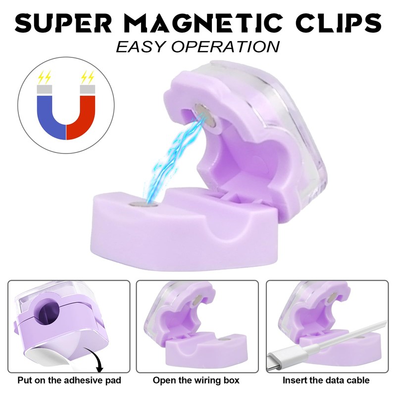 Magnetic Cable Clips, 6 Pieces Charging Cable Magnetic Cable Organiser