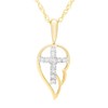 14K Yellow Gold Plated Sterling Silver 0.10cttw Angel Wing Cross