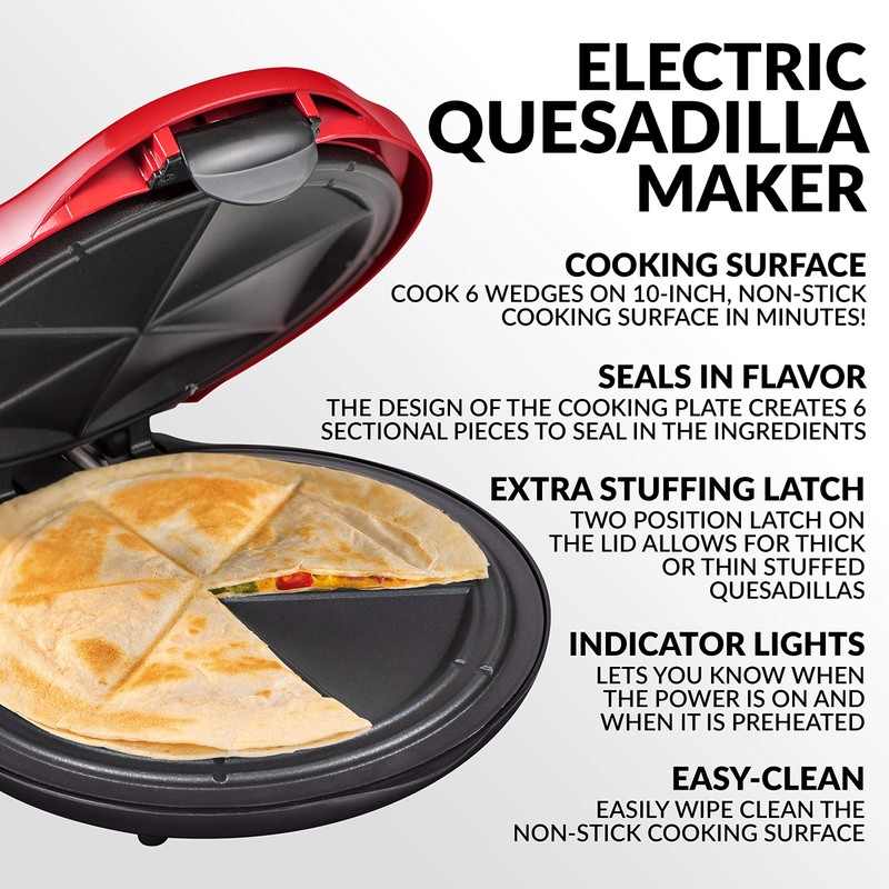Taco Tuesday Deluxe 10-inch 6-Wedge Electric Quesadilla Maker with Extra