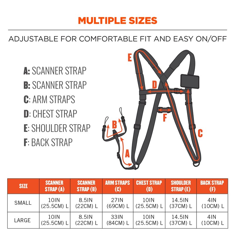 Ergodyne Squids 3138 Barcode Scanner Padded Harness, Tethering Lanyard for