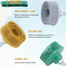 2 Inch Bristle Disc, 6 Pieces Bristle Disc Grade 50# 80# 120# with 1/4 Inch Abrasive Coating Removal Disc for Metal