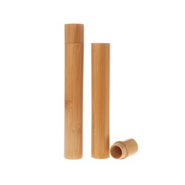 VASANA 2PCS Bamboo Toothbrush Case Portable Toothbrush Container Reusable Toothbrush Holder Personal Cleaning Tools Storage for Daily Use Traveling Camping(21CM)