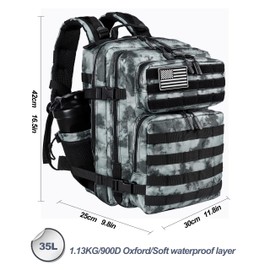 LHI Tactical Military Backpack for Men and Women 25L Army Assault Pack Bag Large Rucksack with Molle System-Black and Gray