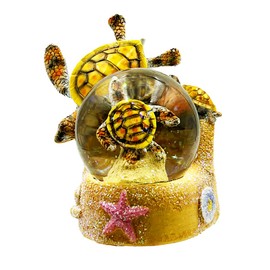 Turtles Snow Globe with Sea Turtle Statue Figurine Collectible, 4" Cute Snowglobe Turtles Gifts for Him & Her, Secret Santa (Brown)