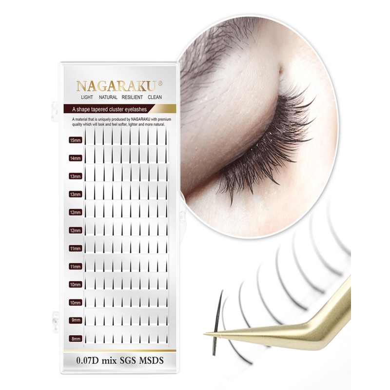 NAGARAKU Spikes Eyelash Extensions Wispy Lash 0.07mm D curl 11mm