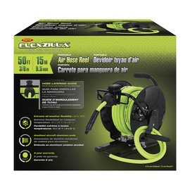 Flexzilla Portable Manual Open Face Air Hose Reel, 3/8 in. x 50 ft., Heavy Duty, Lightweight, Hybrid, ZillaGreen - L8651FZ