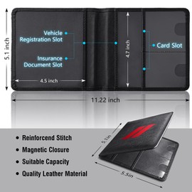 Leather Car Registration and Insurance Cards Holder Compatible with Dodge Challenger Charger SRT RAM Auto Accessories, Vehicle Glove Box Car Organizer with Magnetic Shut